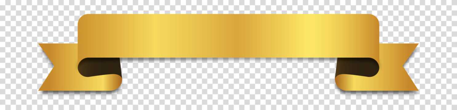 Gold Vintage Ribbon Banner Label On Transparent Background