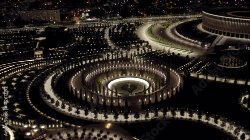 D Log Krasnodar Russia Public Park Krasnodar Flying Over The Park At Night Aerial View Departure Of The Camera Wall Mural Nikitamaykov