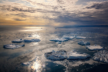 Obraz premium floating glaciers at fjord Disco Bay West Greenland