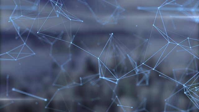Abstract digital connection moving dots and lines. Technology background. Network connection structure