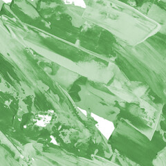 Modern contemporary acrylic background. Green texture made with a palette knife. Abstract painting on paper. Mess on the canvas.