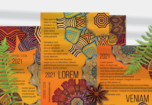 Flyer Layouts with Mandala and Ethnic Tribal Lace Flower Elements