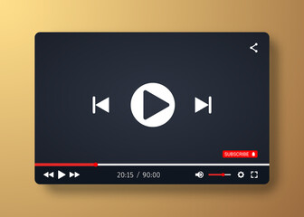 Video player template for web or mobile apps. Vector illustration
