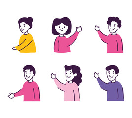 cartoon people smiling icon set, colorful design