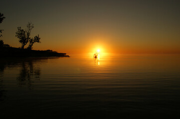 sunset on the beach of the Caribbean Sea. Caribbean beach sunset