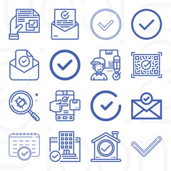 16 pack of verify  lineal web icons set