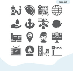 Simple set of ocean related filled icons.