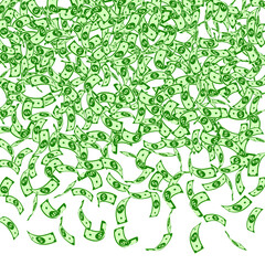 Fototapeta premium American dollar notes falling. Small USD bills on