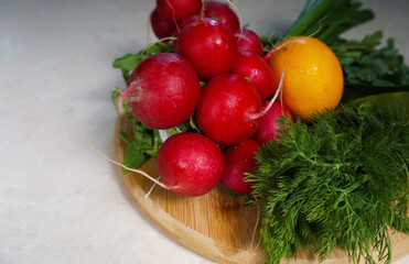 radish, green onion greens .. spring mood