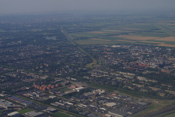 オランダ　アムステルダムの街並み　上空から