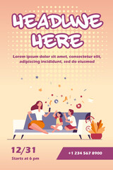 Mother sitting on sofa with kids and using smartphone. Couch, online, leisure flat vector illustration. Family and digital technology concept for banner, website design or landing web page