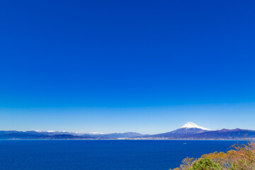 Fototapeta premium 静岡県沼津市戸田 出逢い岬から見た富士山