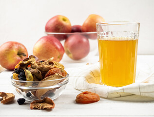 Dry fruit compote in a glass .Vegetarian food.