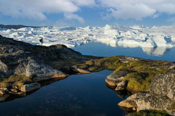 floating glaciers at fjord Disco Bay West Greenland