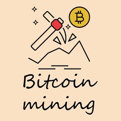 Bitcoin mining icon. Crypto mining concept.
