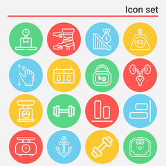 16 pack of waist  lineal web icons set