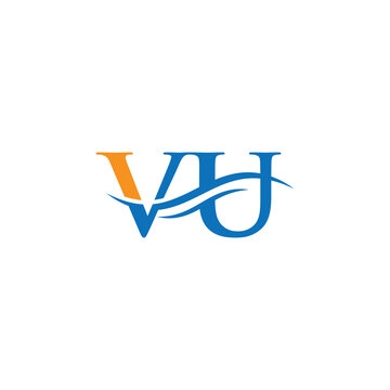 Premium Letter VU Logo Design with water wave concept. VU letter logo design with modern trendy