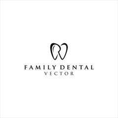 Family Dental Logo.Letter R and tooth Icon Vector Design