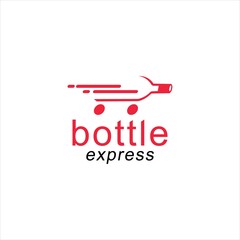 Express Bottle Logo with Wings and Courier Service Elements for Fast Delivery and Transport, Featuring Abstract Motion and Package Design for Logistic and Rental Business Brand Identity
