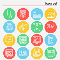 16 pack of linkage  lineal web icons set