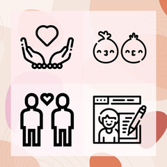 Simple set of dearest related lineal icons