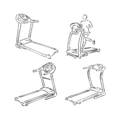 Treadmill doodle style sketch illustration hand drawn vector .treadmill, vector sketch illustration