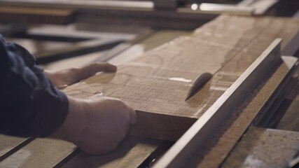 cutting wood on a circular saw