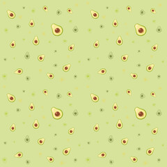 Seamless pattern with fruits avocado. For kitchen, for printing on textiles, phone case. Mix design for fabric and decor.