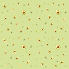 Seamless pattern with fruits avocado. For kitchen, for printing on textiles, phone case. Mix design for fabric and decor.