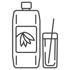 Oatmeal milk icon in outline style. Porridge in plastic container symbol. ereal and fast breakfast are shown. Oatmeal yogurt, ottage cheese, sour cream, kefir