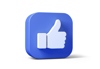 Thumb up icon isolated from the white background. 3d rendering