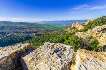 Fototapeta na wymiar Medieval Nimrod Fortress with nearby landscape and countryside