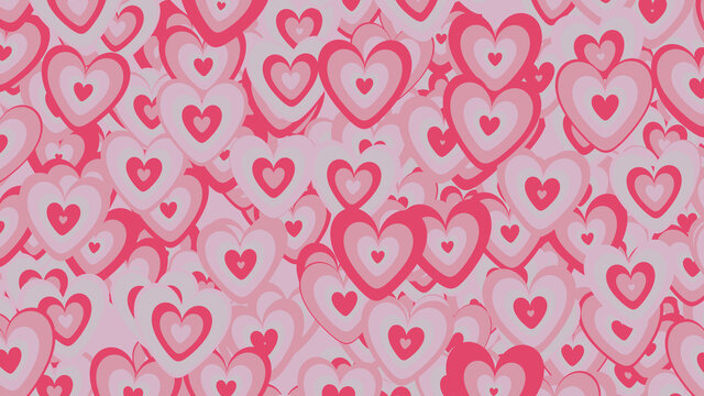 Multicolored Heart pattern background. Valentine Wallpaper with Light Pink and Dark Pink love hearts.
