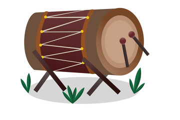Traditional drum mosque. Bedug. flat vector cartoon illustration to welcome Eid al-Fitr after the holy month of Ramadan