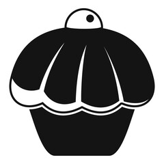 Chocolate cupcake icon. Simple illustration of chocolate cupcake vector icon for web design isolated on white background