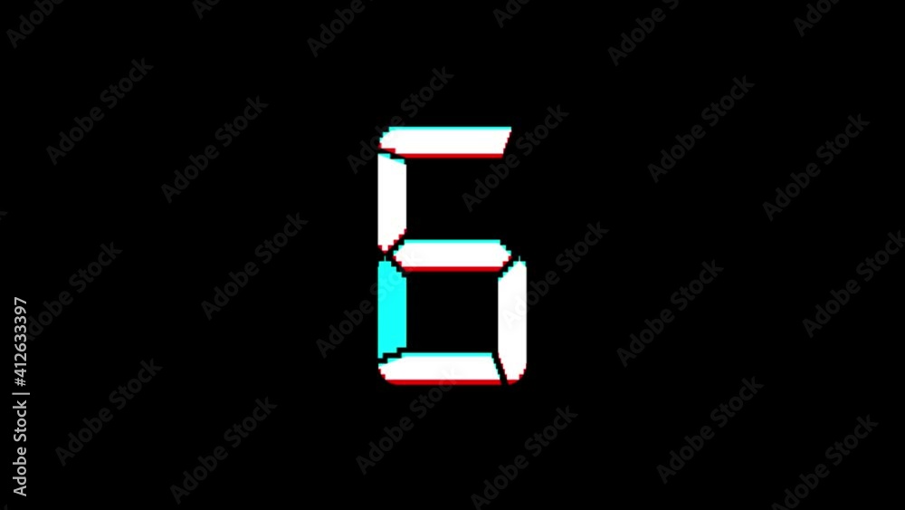 Poster glitch interference countdown digital numbers from 10 to 1 new dynamic holiday retro joyful colorful
