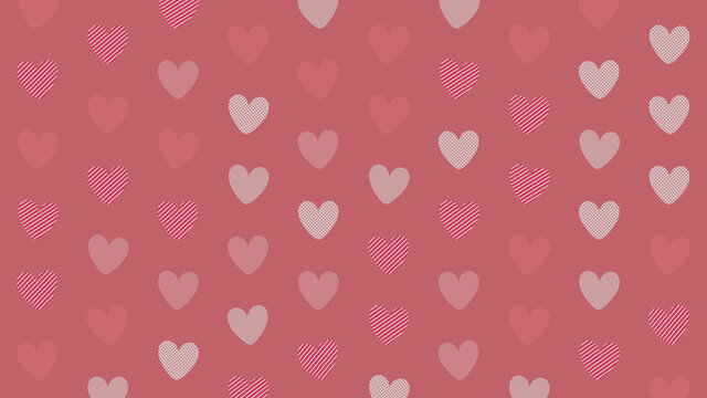 Multicolored Heart pattern background. Valentine Wallpaper with Pink, Striped and Polka Dot love hearts.