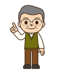 シニア 男性 指差し