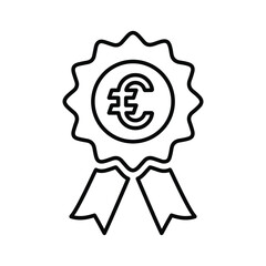 Achievement, Euro award line icon. outline design