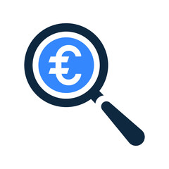 Euro audit, find icon. Simple vector graphics.