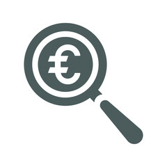 Euro audit, find icon. Gray color vector