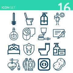 Simple set of 16 icons related to digits