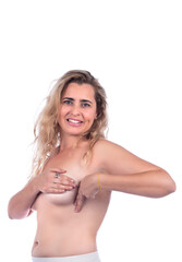 Obraz premium woman Breast self examination