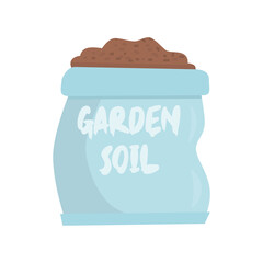Cute blue sack with garden soil. Farming or gardening cartoon vector illustration.
