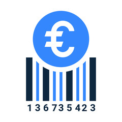 Euro, barcode icon. Glyph vector isolated on a white background.
