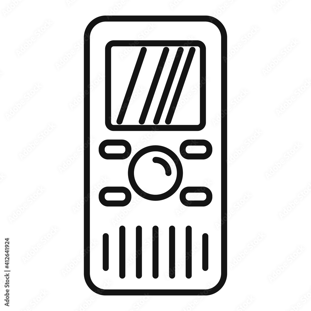 Sticker Dictaphone translator icon. Outline dictaphone translator vector icon for web design isolated on white background