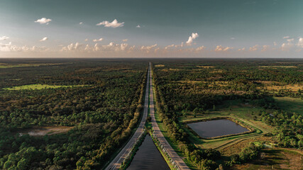 sunset over the river