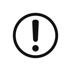 Exclamation mark vector icon. Warning and caution round sign. Danger and error logo symbol. Application and web interface button image. Clip-art silhouette.