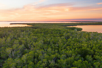 sunset over the river