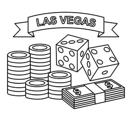 related icons of las vegas and casino, line style
